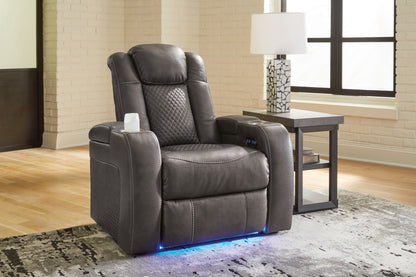 Ocala Furniture Outlet - Ashley Furniture - Fyne-Dyme Living Room - PWR Recliner/ADJ Headrest / Shadow - 3660213