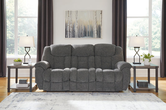 Ocala Furniture Outlet - Ashley Furniture - Foreside Living Room - DBL Rec Loveseat w/Console / Charcoal - 3810494
