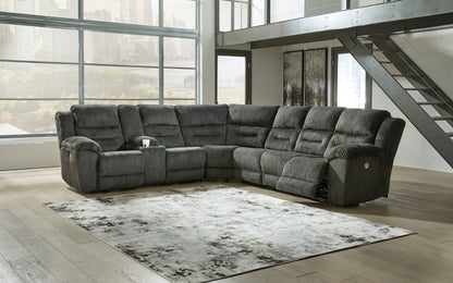 Ocala Furniture Outlet - Ashley Furniture - Nettington Sectional - 3-Piece Power Reclining Sectional / Smoke - 44101S1
