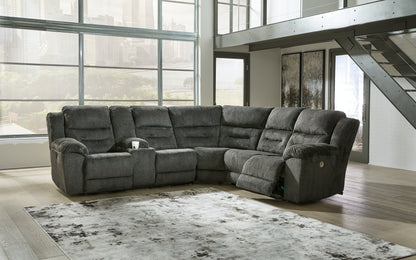 Ocala Furniture Outlet - Ashley Furniture - Nettington Sectional - 3-Piece Power Reclining Sectional / Smoke - 44101S1