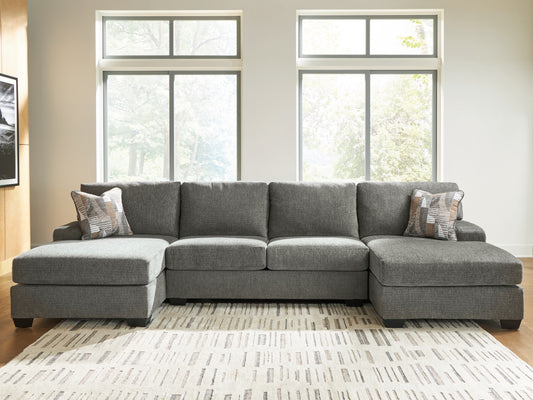 Ocala Furniture Outlet - Ashley Furniture - Revenna Sectional - RAF 3-Piece Sectional with Double Chaise / Greystone - PC48405S3