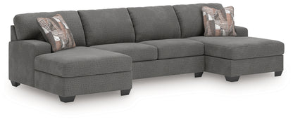 Ocala Furniture Outlet - Ashley Furniture - Newellen Sectional - RAF 3-Piece Sectional with Double Chaise / Greystone - 48405S3