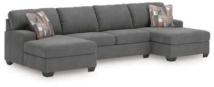 Ocala Furniture Outlet - Ashley Furniture - Newellen Sectional - RAF 3-Piece Sleeper Sectional with Double Chaise / Greystone - 48405S7