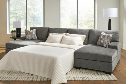Ocala Furniture Outlet - Ashley Furniture - Revenna Sectional - RAF 3-Piece Sleeper Sectional with Double Chaise / Greystone - PC48405S7