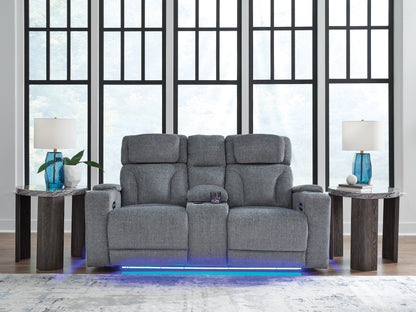 Ocala Furniture Outlet - Ashley Furniture - Studio Cave Living Room - PWR REC Loveseat/CON/ADJ HDRST / Steel - PC4980218