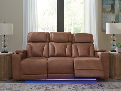 Ocala Furniture Outlet - Ashley Furniture - Clean-Slate Living Room - PWR REC Sofa with ADJ Headrest / Caramel - PC5010115