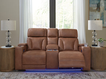 Ocala Furniture Outlet - Ashley Furniture - Clean-Slate Living Room - PWR REC Loveseat/CON/ADJ HDRST / Caramel - PC5010118