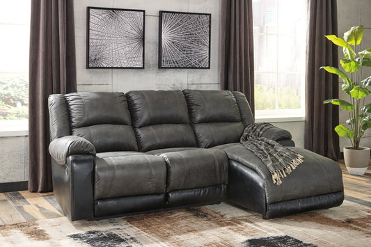 Ocala Furniture Outlet - Ashley Furniture - Nantahala Sectional - 3-Piece Reclining Sectional with Chaise / Slate - 50301S9