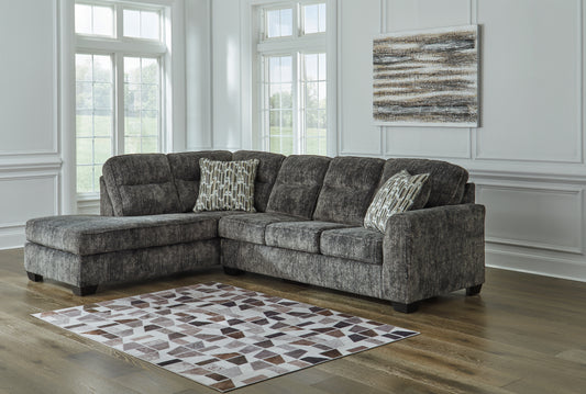 Ocala Furniture Outlet - Ashley Furniture - Lonoke Sectional - RAF 2-Piece Sectional with Chaise / Gunmetal - 50504S1
