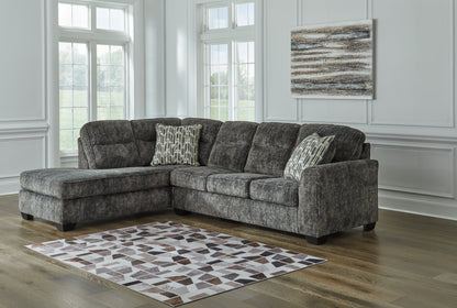 Ocala Furniture Outlet - Ashley Furniture - Lonoke Sectional - RAF 2-Piece Sectional with Chaise / Gunmetal - 50504S1