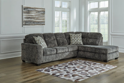 Ocala Furniture Outlet - Ashley Furniture - Lonoke Sectional - LAF 2-Piece Sectional with Chaise / Gunmetal - 50504S2