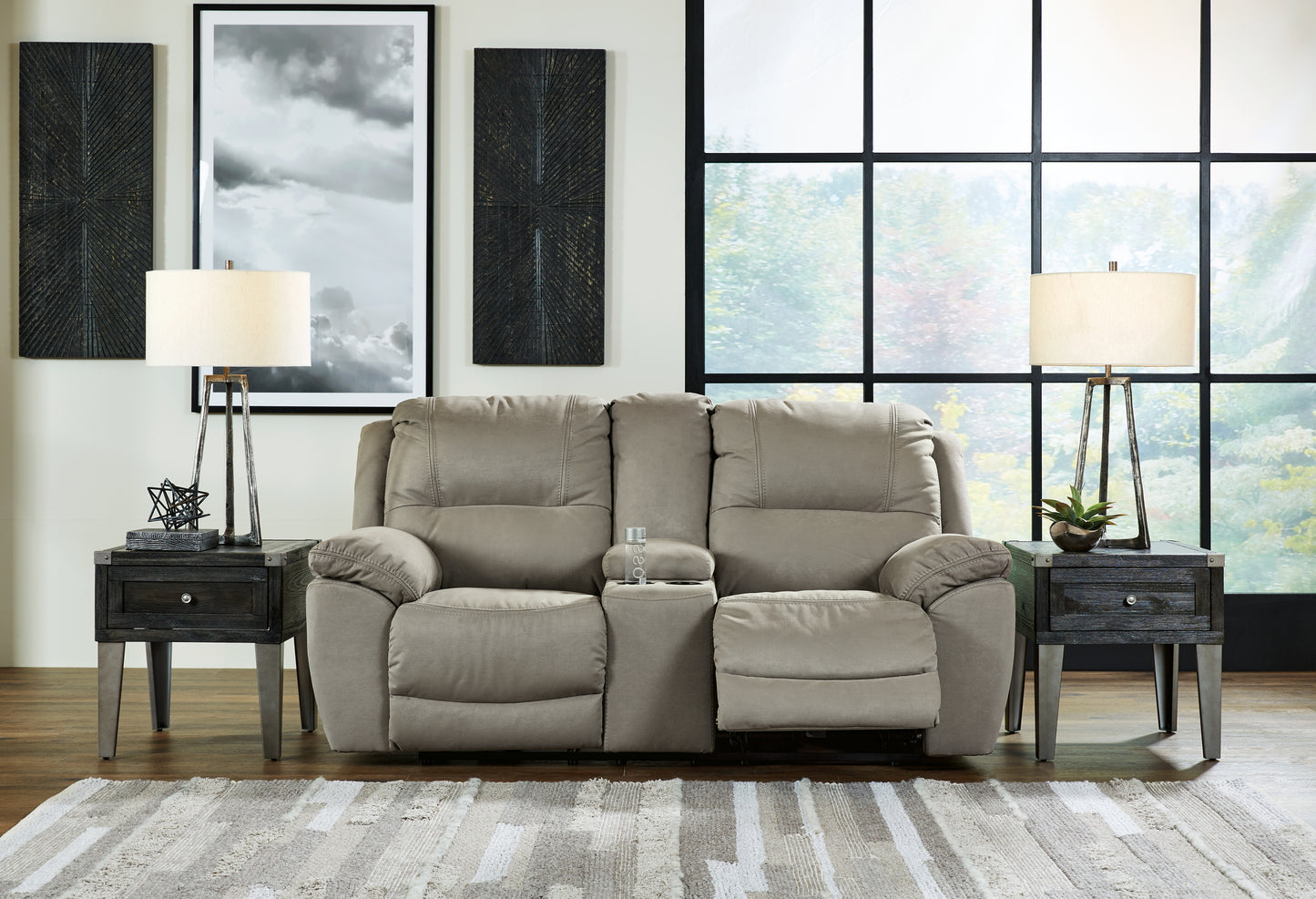 Ocala Furniture Outlet - Ashley Furniture - Next-Gen Gaucho Living Room - DBL REC PWR Loveseat w/Console / Putty - 5420396