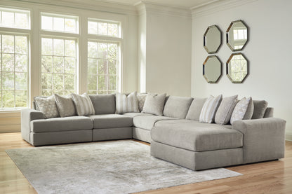 Ocala Furniture Outlet - Ashley Furniture - Avaliyah Sectional - RAF 6-Piece Sectional with Chaise / Ash - 58103S12