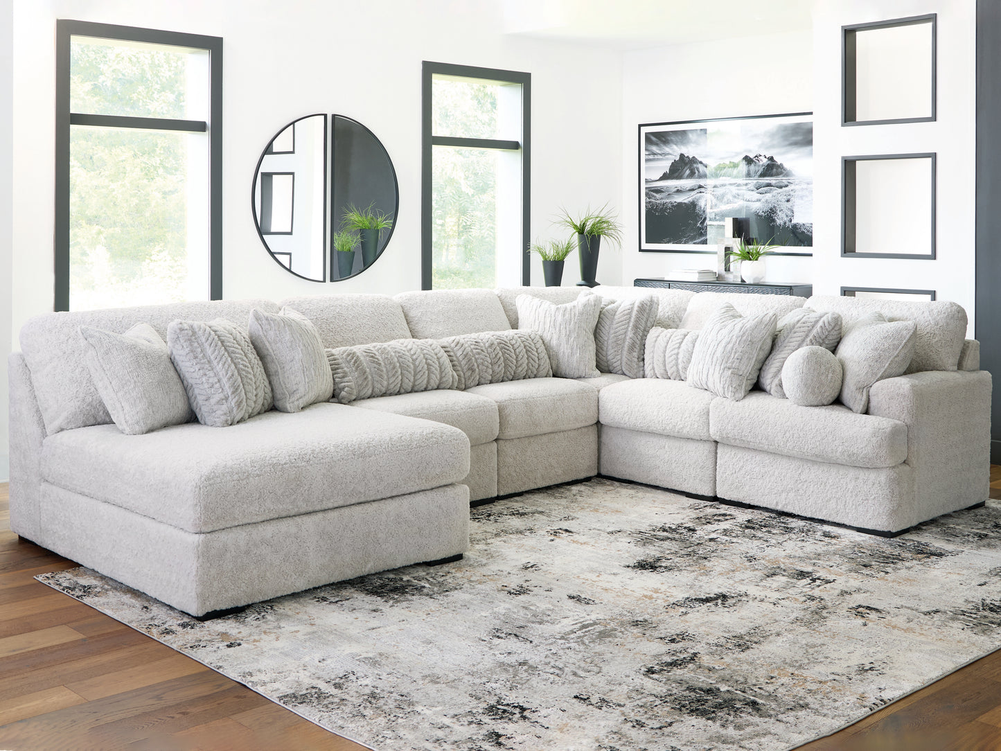 Ocala Furniture Outlet - Ashley Furniture - Cuddle Plush Sectional - 6-Piece Sectional with Chaise / Arctic - PC59106S8
