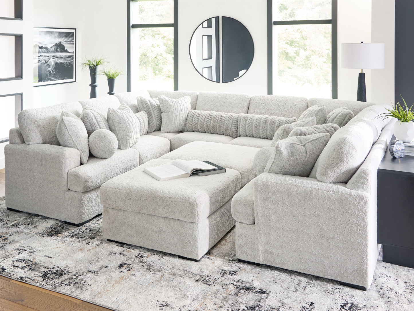 Ocala Furniture Outlet - Ashley Furniture - Cuddle Plush Sectional - RAF 10-Piece Sectional / Arctic - PC59106S10