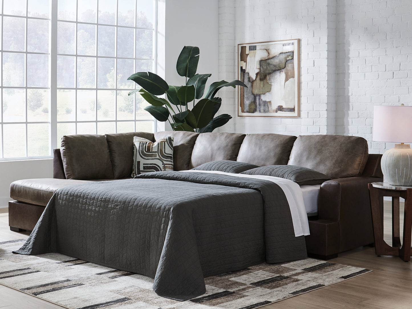 Ocala Furniture Outlet - Ashley Furniture - Castille Way Sectional - RAF 2-Piece Sleeper Sectional with Chaise / Fossil - PC62703S4
