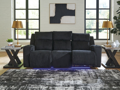 Ocala Furniture Outlet - Ashley Furniture - Forest Lake Living Room - PWR REC Sofa with ADJ Headrest / Black - PC6420215