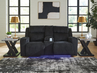 Ocala Furniture Outlet - Ashley Furniture - Forest Lake Living Room - PWR REC Loveseat/CON/ADJ HDRST / Black - PC6420218
