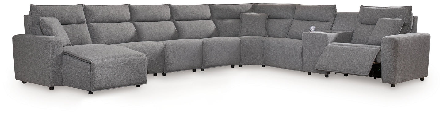 Ocala Furniture Outlet - Ashley Furniture - ModMax II Sectional - 8-Piece Power Reclining Sectional with Console / Salt and Pepper - 65906S47