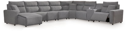 Ocala Furniture Outlet - Ashley Furniture - ModMax II Sectional - 8-Piece Power Reclining Sectional with Console / Salt and Pepper - 65906S47
