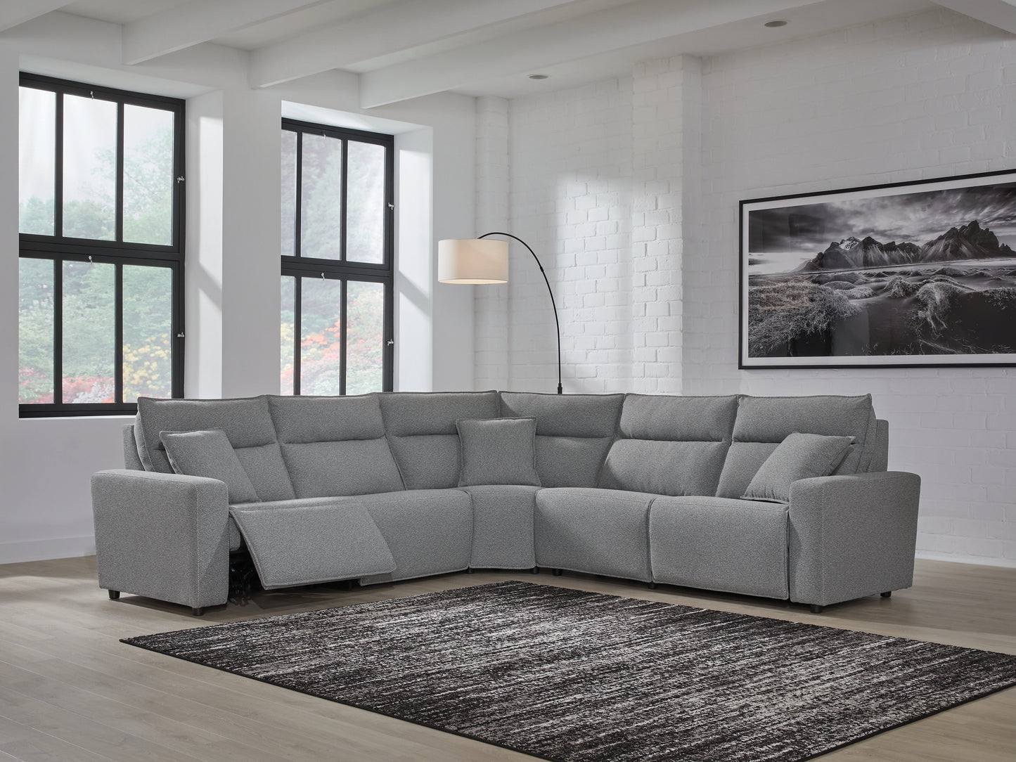 Ocala Furniture Outlet - Ashley Furniture - ModMax II Sectional - 5-Piece Power Reclining Sectional / Salt and Pepper - 65906S8