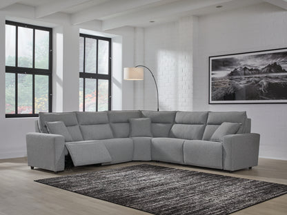 Ocala Furniture Outlet - Ashley Furniture - ModMax II Sectional - 5-Piece Power Reclining Sectional / Salt and Pepper - 65906S8