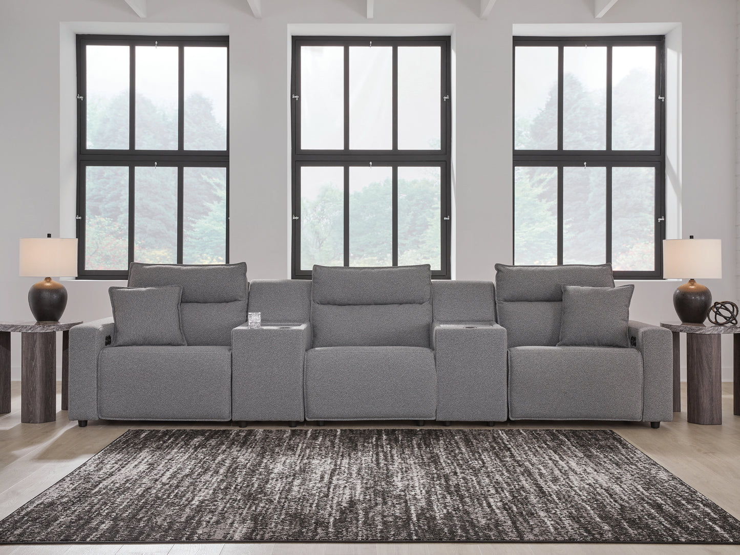 Ocala Furniture Outlet - Ashley Furniture - ModMax II Sectional - 5-Piece Power Reclining Sectional with Consoles / Salt and Pepper - 65906S14