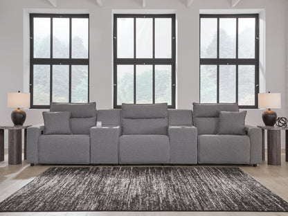 Ocala Furniture Outlet - Ashley Furniture - ModMax II Sectional - 5-Piece Power Reclining Sectional with Consoles / Salt and Pepper - 65906S14
