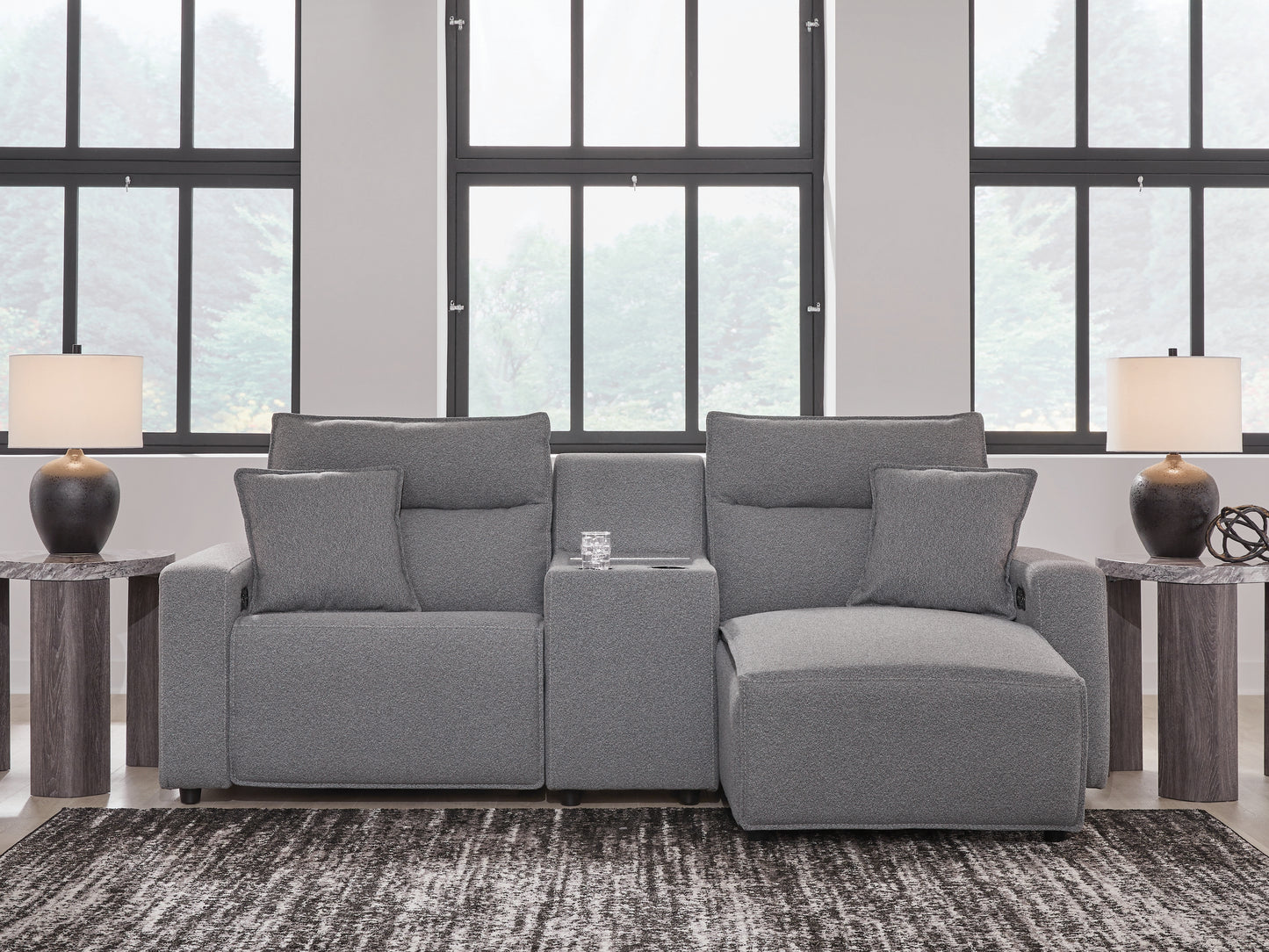 Ocala Furniture Outlet - Ashley Furniture - ModMax II Sectional - 3-Piece Power Reclining Sectional with Chaise and Console / Salt and Pepper - 65906S4