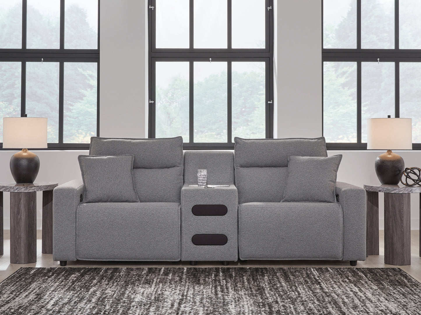 Ocala Furniture Outlet - Ashley Furniture - ModMax II Sectional - 3-Piece Power Reclining Sectional with Audio Console / Salt and Pepper - 65906S2