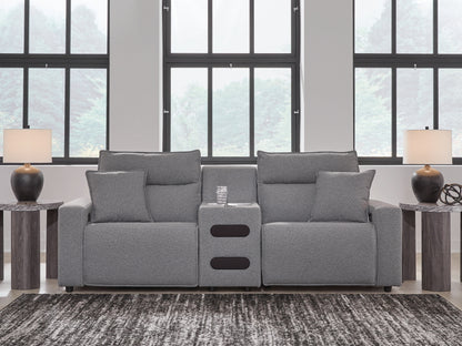Ocala Furniture Outlet - Ashley Furniture - ModMax II Sectional - 3-Piece Power Reclining Sectional with Audio Console / Salt and Pepper - 65906S2
