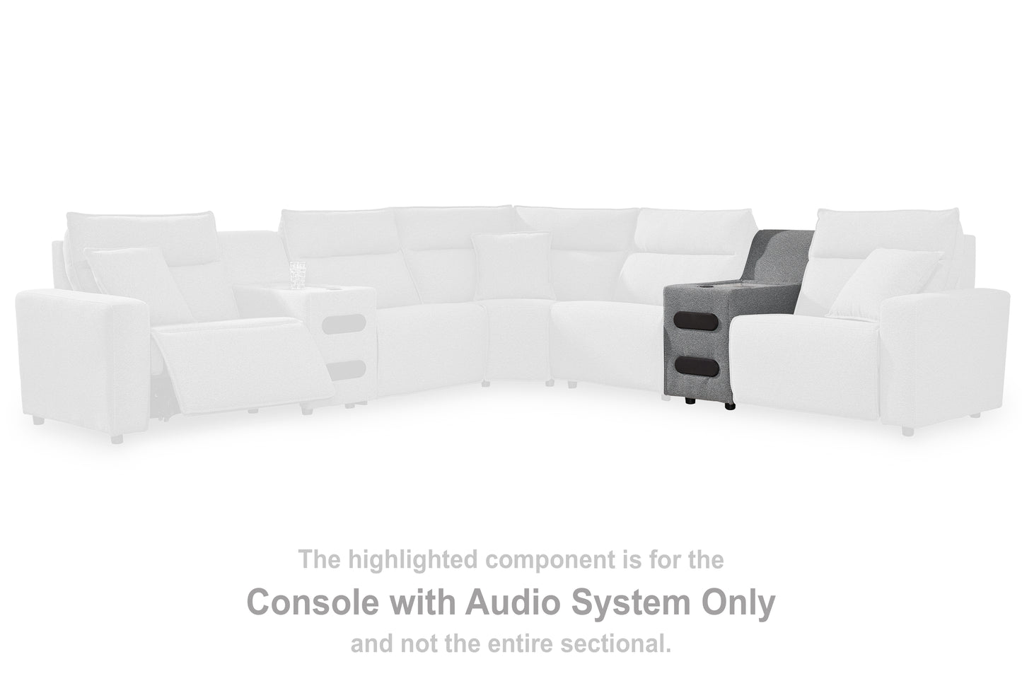 Ocala Furniture Outlet - Ashley Furniture - ModMax II Sectional - Console with Audio System / Salt and Pepper - 6590660