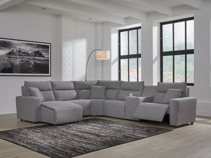 Ocala Furniture Outlet - Ashley Furniture - ModMax II Sectional - 6-Piece Power Reclining Sectional with Chaise and Console / Salt and Pepper - 65906S19
