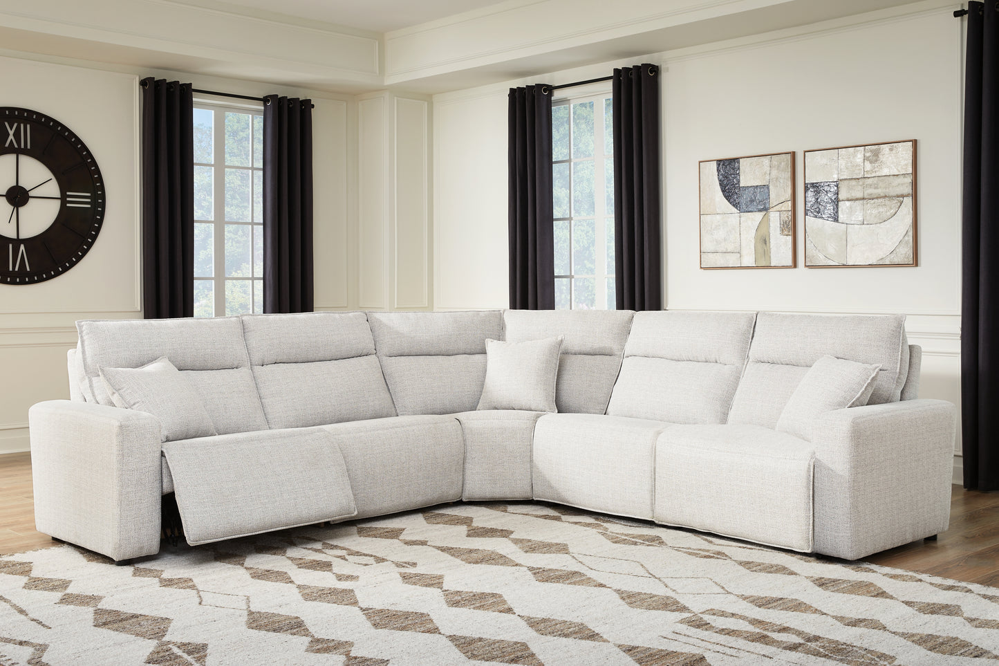 Ocala Furniture Outlet - Ashley Furniture - ModMax II Sectional - 5-Piece Power Reclining Sectional / Stone - 65907S8