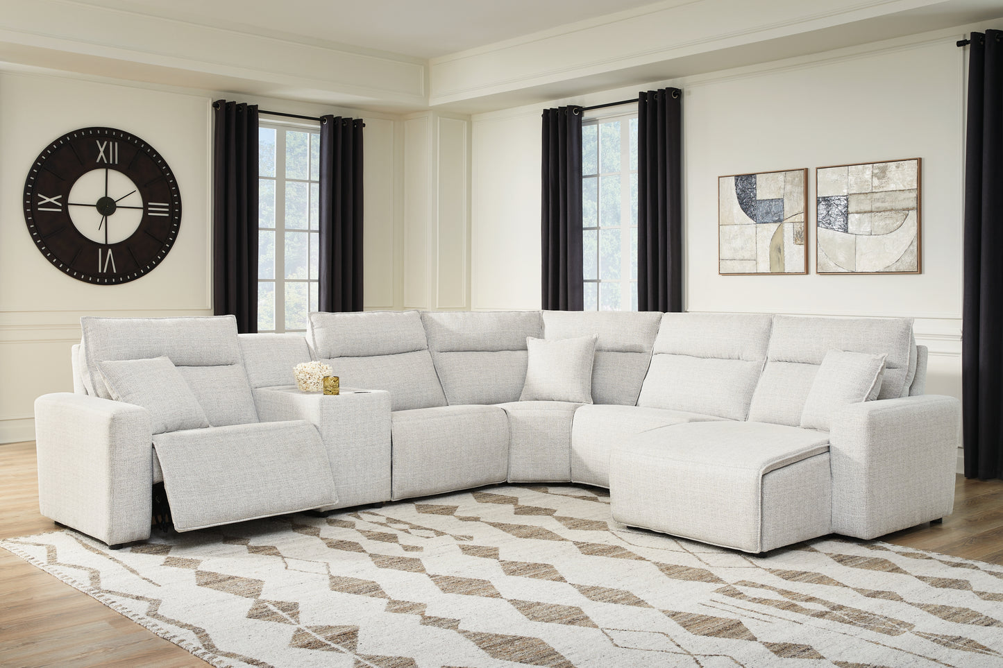 Ocala Furniture Outlet - Ashley Furniture - ModMax II Sectional - 6-Piece Power Reclining Sectional with Chaise and Console / Stone - 65907S6