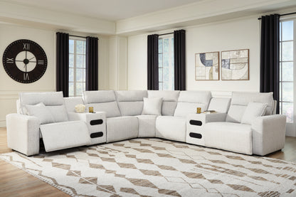 Ocala Furniture Outlet - Ashley Furniture - ModMax II Sectional - 7-Piece Power Reclining Sectional with Audio Consoles / Stone - 65907S9