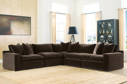 Ocala Furniture Outlet - Ashley Furniture - Maxton Heights Sectional - RAF 5-Piece Sectional / Bittersweet - 67807S4