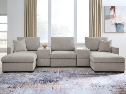 Ocala Furniture Outlet - Ashley Furniture - ModMax Luxe Sectional - RAF 5-Piece Double Chaise Sectional with Storage Consoles / Flint - 68605S38