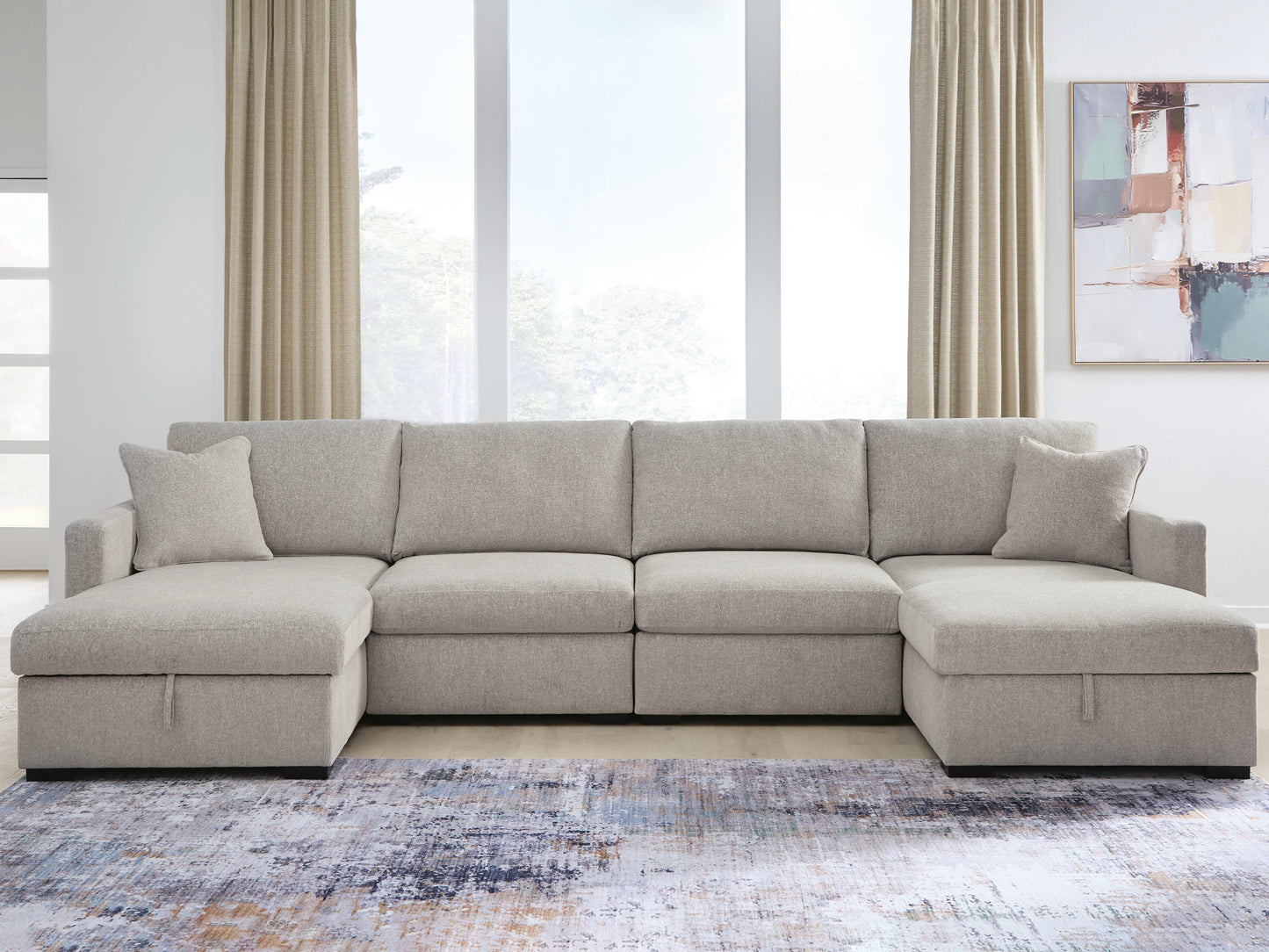 Ocala Furniture Outlet - Ashley Furniture - ModMax Luxe Sectional - RAF 4-Piece Double Storage Chaise Sectional / Flint - 68605S62