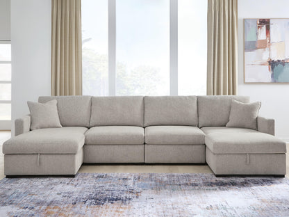 Ocala Furniture Outlet - Ashley Furniture - ModMax Luxe Sectional - RAF 4-Piece Double Storage Chaise Sectional / Flint - 68605S62
