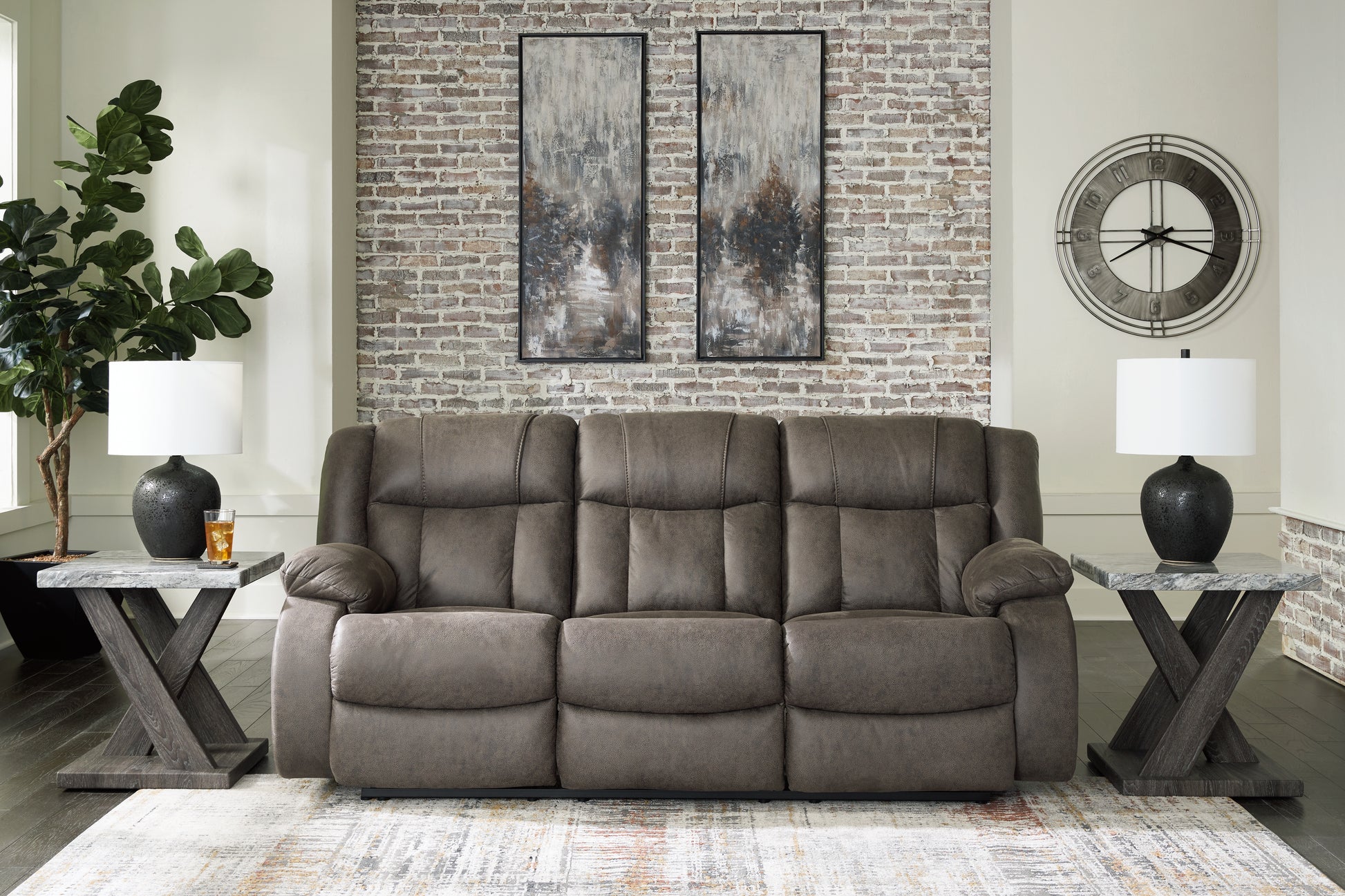 Ocala Furniture Outlet - Ashley Furniture - First Base Living Room - Reclining Loveseat / Gunmetal - 6880486