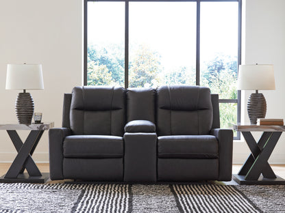 Ocala Furniture Outlet - Ashley Furniture - Mackmenville Living Room - DBL Rec Loveseat w/Console / Carbon - 7471394