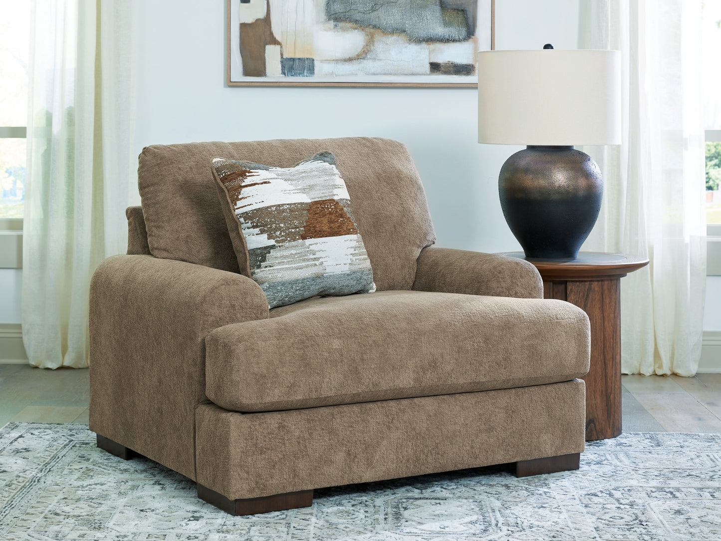 Ocala Furniture Outlet - Ashley Furniture - Jayne Park Living Room - Chair and a Half / Pecan - PC8150523