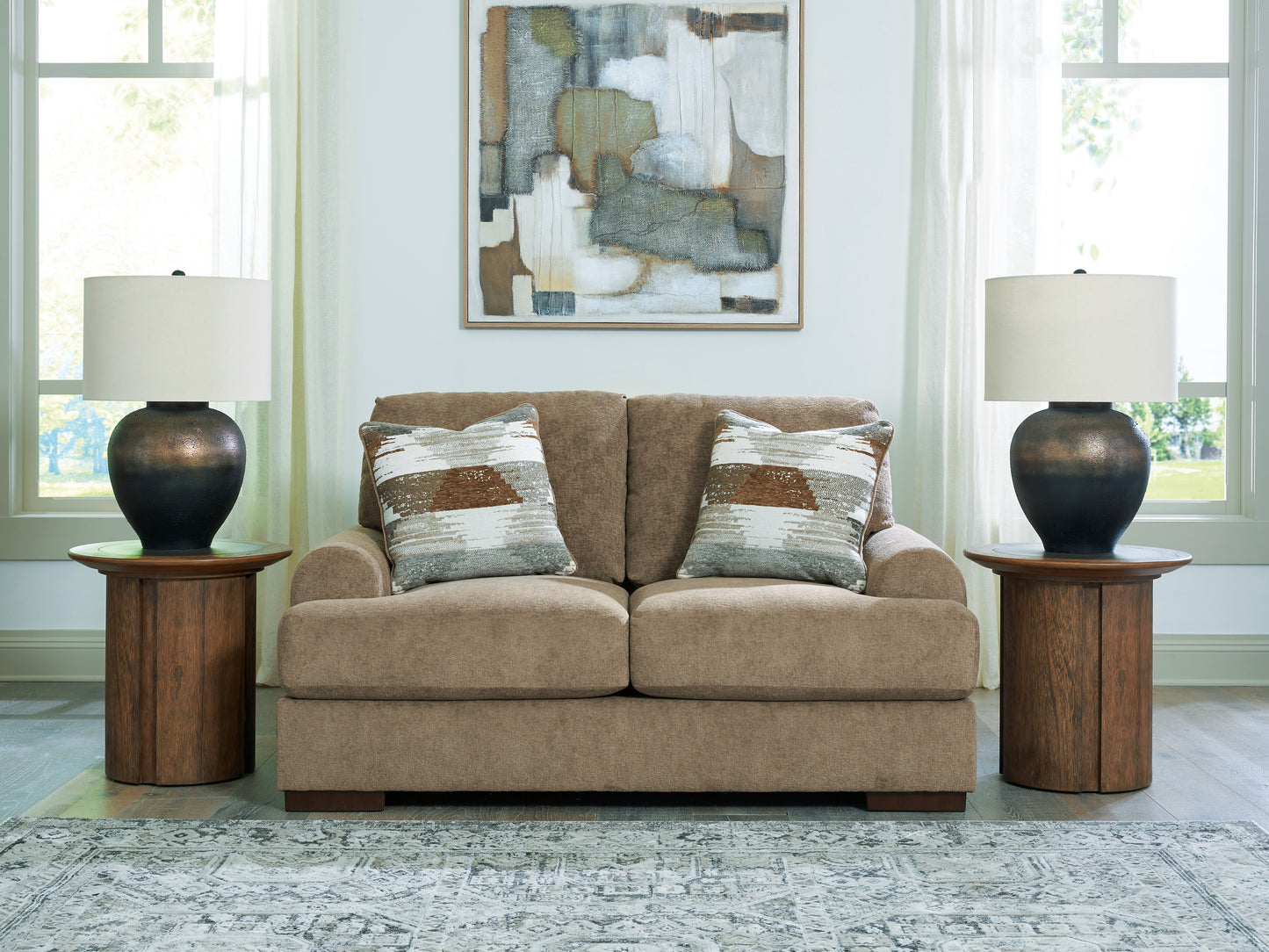 Ocala Furniture Outlet - Ashley Furniture - Jayne Park Living Room - Loveseat / Pecan - PC8150535