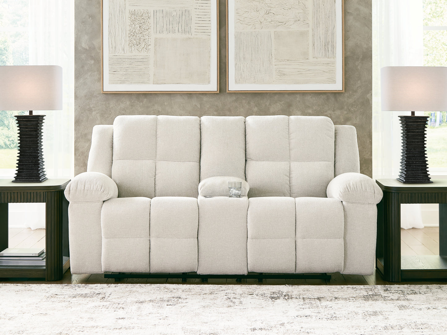 Ocala Furniture Outlet - Ashley Furniture - Orlen Living Room - DBL Rec Loveseat w/Console / Winter - 8160294