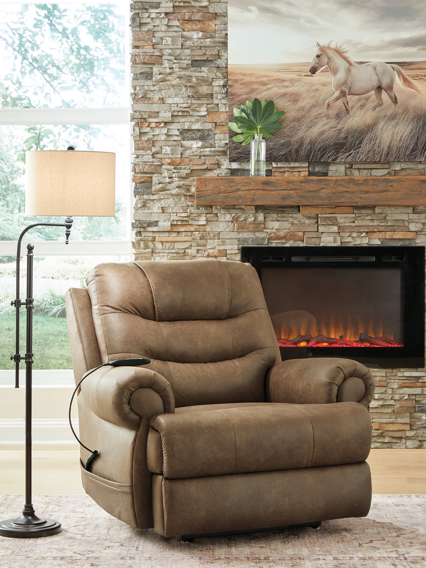 Ocala Furniture Outlet - Ashley Furniture - Revived and Restored Living Room - Power Lift Recliner / Earth - PC8240712