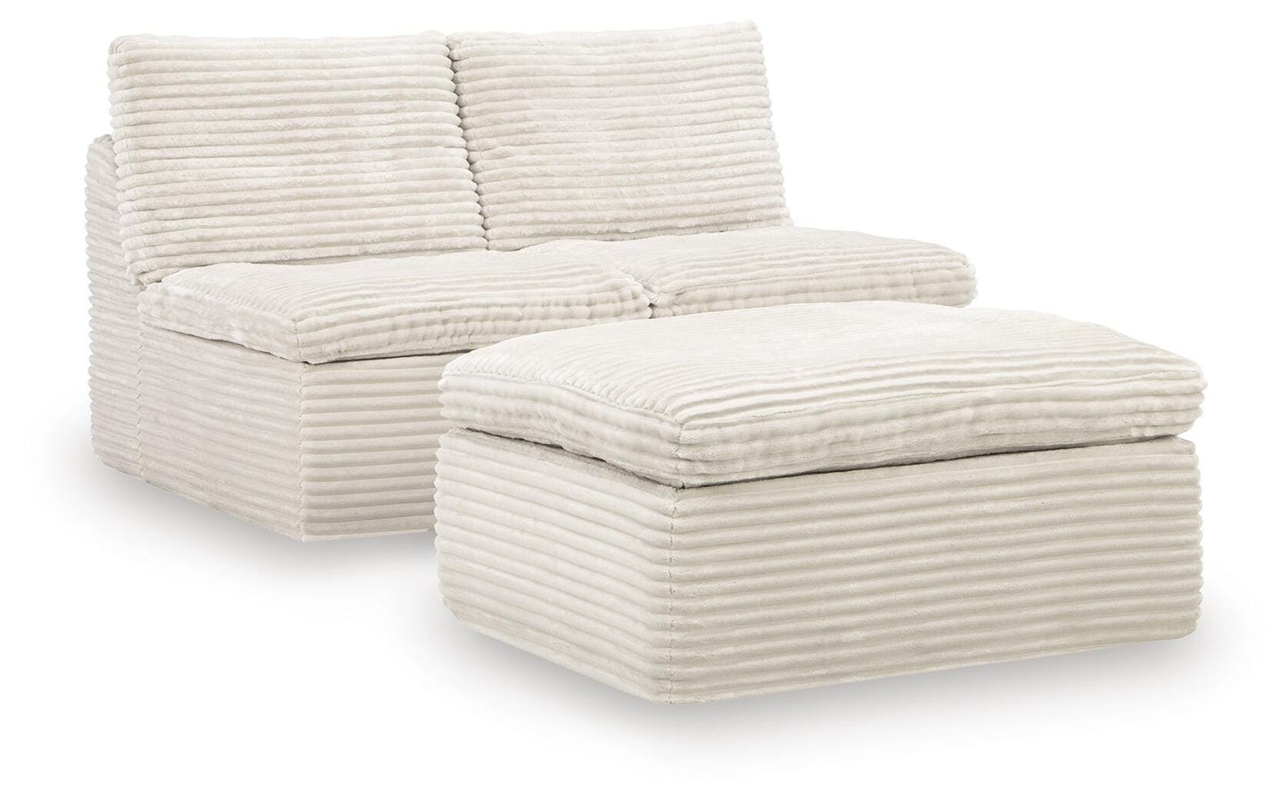 Ocala Furniture Outlet - Ashley Furniture - Fannin Sectional - 2 Armless Chairs w/Otto (3/CN) / Ivory - PC8430431