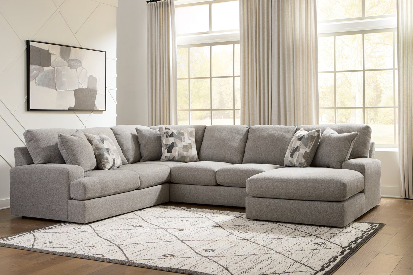 Ocala Furniture Outlet - Ashley Furniture - Lindon Sectional - RAF 3-Piece Sectional with Chaise / Smoke - 84704S4