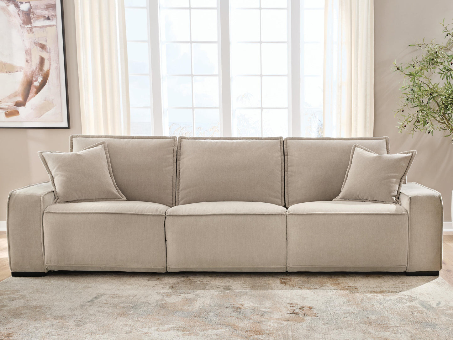Ocala Furniture Outlet - Ashley Furniture - Carceri Sectional - 3-Piece Power Sectional Reclining Sofa / Cashmere - 87003S3