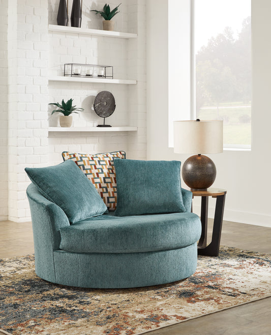 Ocala Furniture Outlet - Ashley Furniture - Laylabrook Living Room - Oversized Swivel Accent Chair / Teal - 9220621